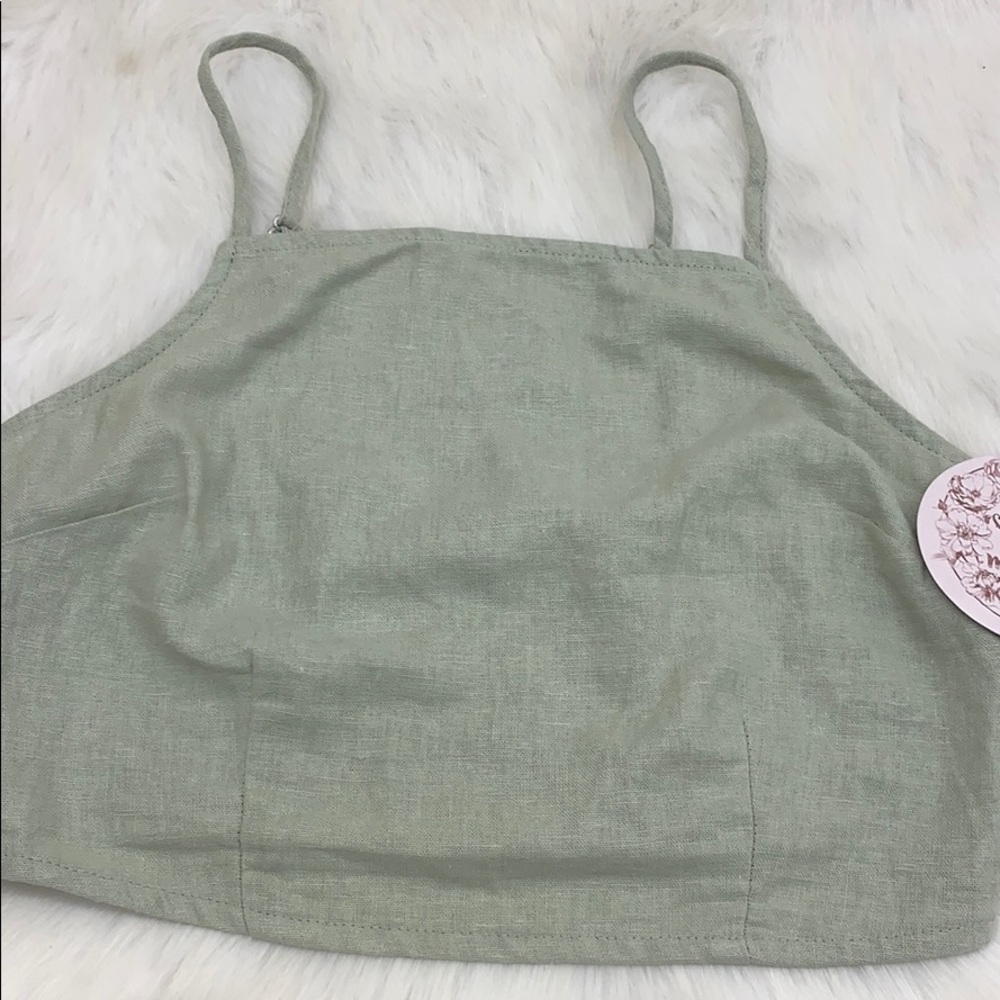 Gypsies & moondust Linen Cropped Tank Top